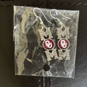 OU Mom Silver Earrings